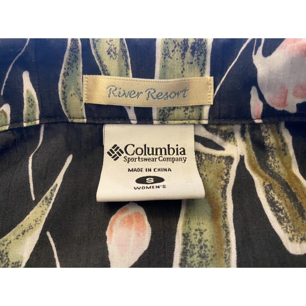 Columbia River Resort s shirt top bamboo black pink green - Picture 6 of 6